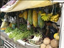 Sidewalk vegetable stand, sell the healthy foods